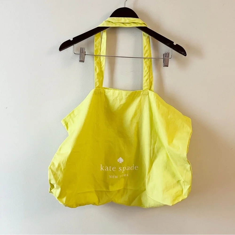 Kate Spade Neon Yellow Cotton Canvas Tote Shopping Bag Multi-use